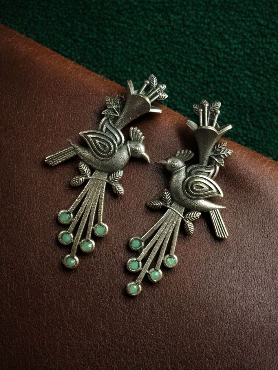 Stylish Bird Stud Earrings | Silver Replica with Stone Detailing Best Designer Jewelry - Image 8