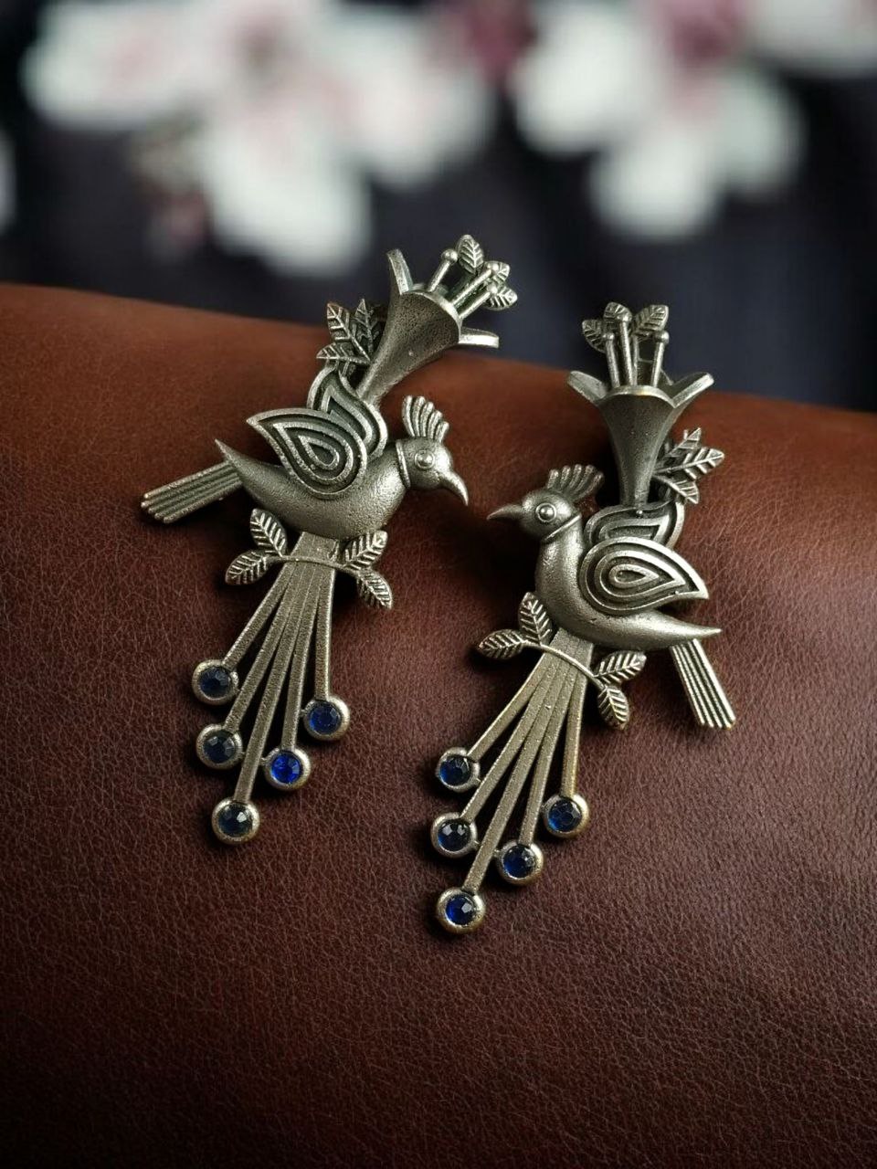 Stylish Bird Stud Earrings | Silver Replica with Stone Detailing Best Designer Jewelry - Image 9