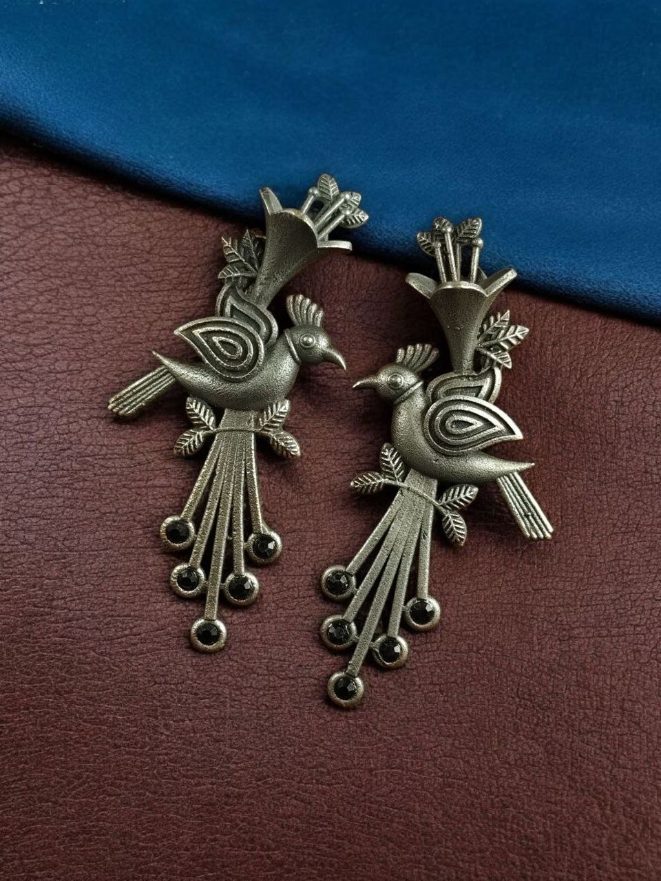 Stylish Bird Stud Earrings | Silver Replica with Stone Detailing Best Designer Jewelry - Image 6