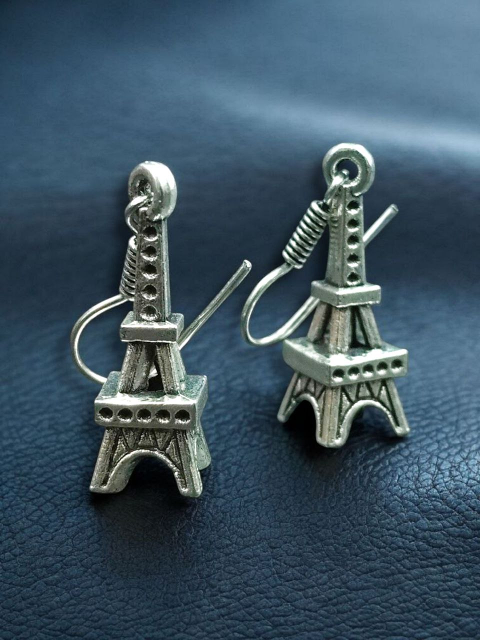 Unique Eiffel Tower Hook Earrings | German Silver Party Wear Dangler Earring - Image 2