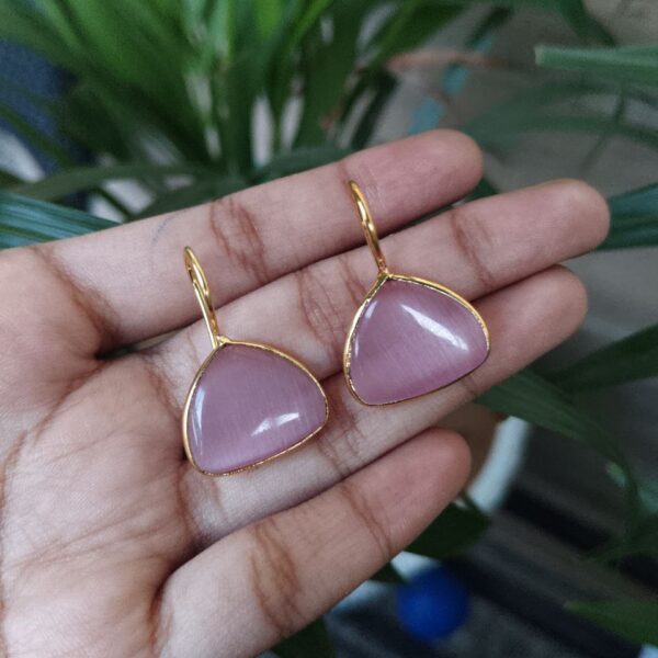 Affordable Triangle Shape Earrings ? Gold Plated Design for Everyday Casual Wear - "Baby Pink"