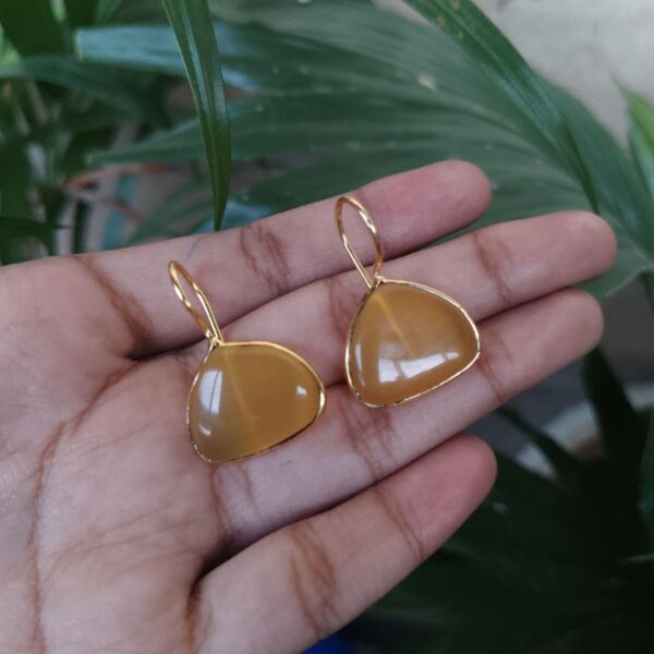 Affordable Triangle Shape Earrings ? Gold Plated Design for Everyday Casual Wear - "Yellow"