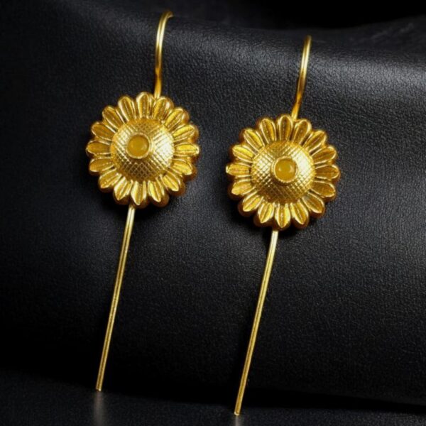 Western Look Gold Plated Earcuff | Beautiful Flower Design Stone Jewelry For Girls - "Yellow"