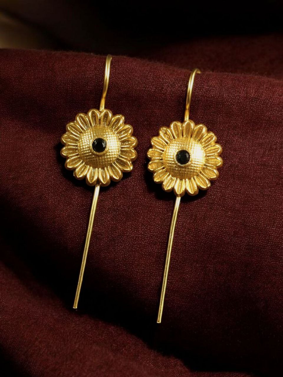 Western Look Gold Plated Earcuff | Beautiful Flower Design Stone Jewelry For Girls - Image 4