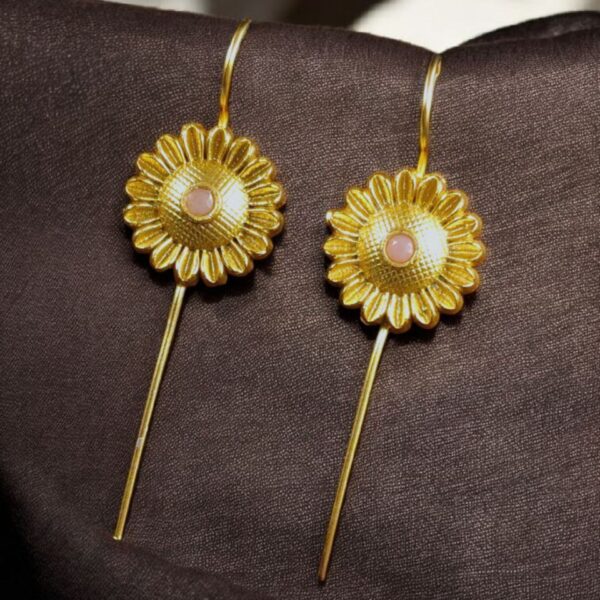 Western Look Gold Plated Earcuff | Beautiful Flower Design Stone Jewelry For Girls - "Baby Pink"