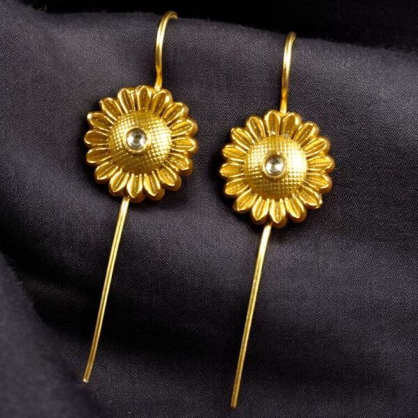Western Look Gold Plated Earcuff | Beautiful Flower Design Stone Jewelry For Girls - "White"