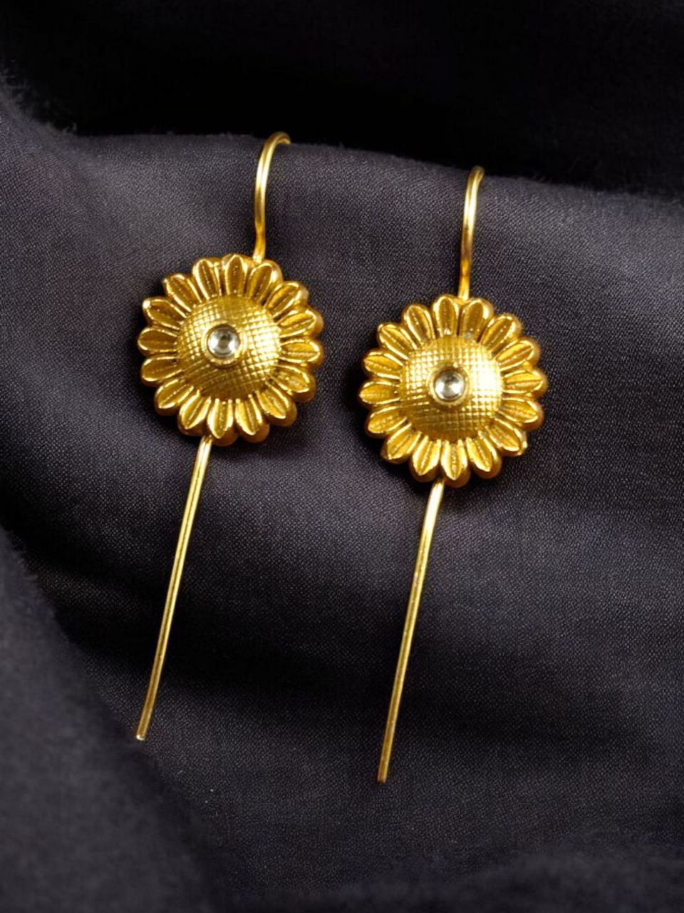 Western Look Gold Plated Earcuff | Beautiful Flower Design Stone Jewelry For Girls - Image 5