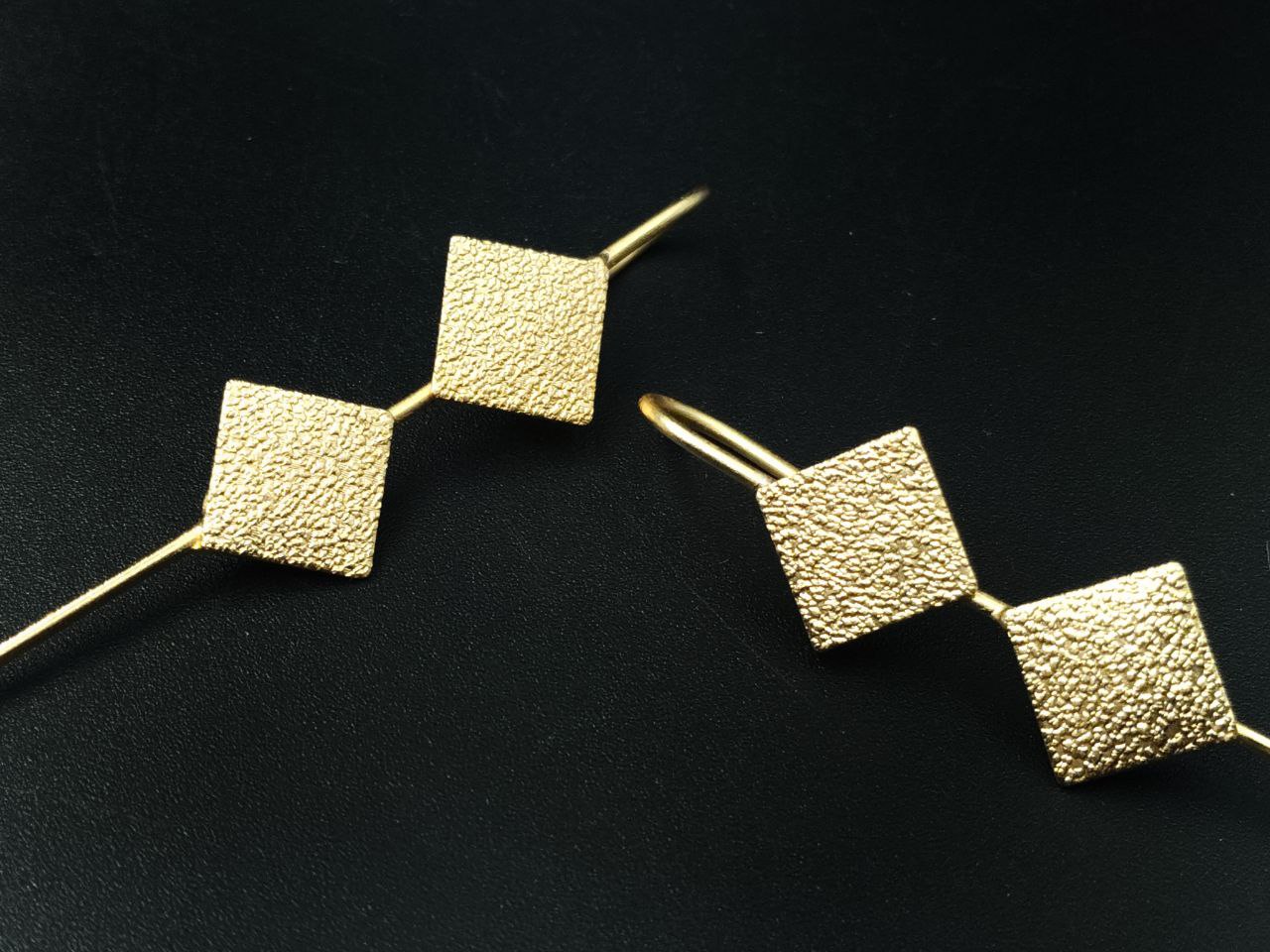 Designer Gold Plated Square Earcuff | Textured Design Amazing Jewelry for Women - Image 4