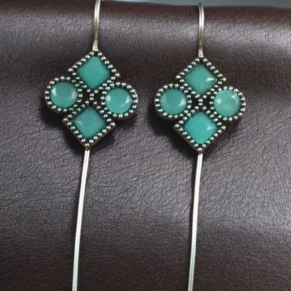 Traditional Stone Earcuff | Oxidized Silver Plated Ethnic Jewelry Best Gift For Her - "Mint"