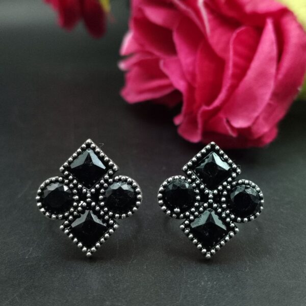 Handcrafted Oxidized Toe Ring | Adjustable Silver Replica Vintage Look Stone Best Jewelry - "Black"