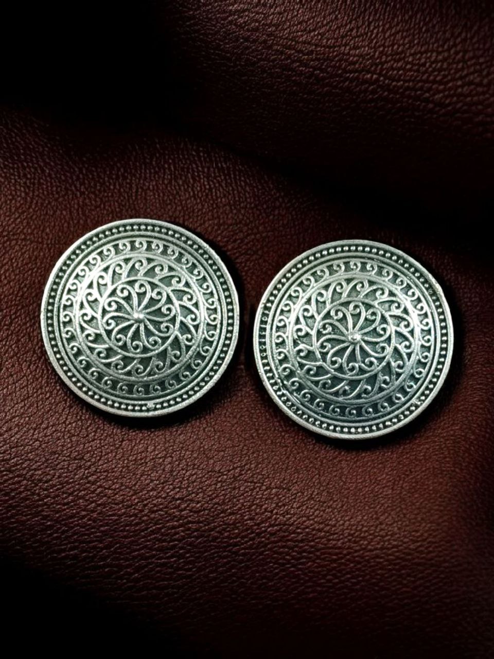 Trendy Oxidized Stud Earrings | Ethnic Silver Replica Amazing Jewelry for Women - Image 3