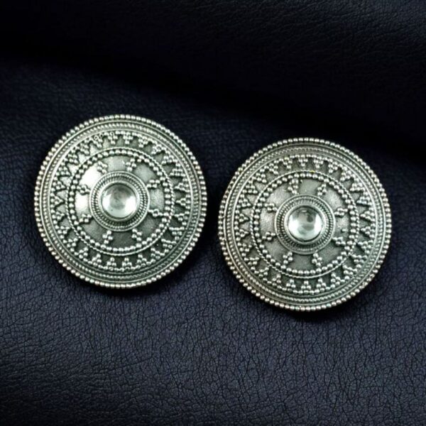 Elegant Silver Look Round Stud Earrings with Stone | Everyday Wear Perfect Jewelry For Girls - "White"