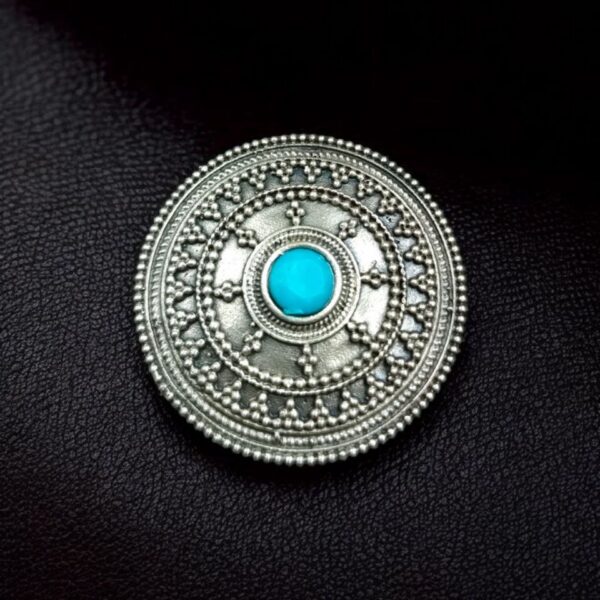 Vintage Style Oxidized Stone Hair Pin | Silver Look Best Traditional Juda Stick - "Aqua"