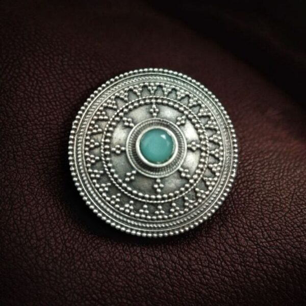 Vintage Style Oxidized Stone Hair Pin | Silver Look Best Traditional Juda Stick - "Mint"