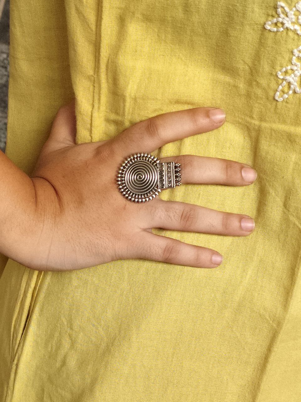 Unique Design Oxidized Ring | Adjustable Silver Replica Jewelry for Women - Image 2