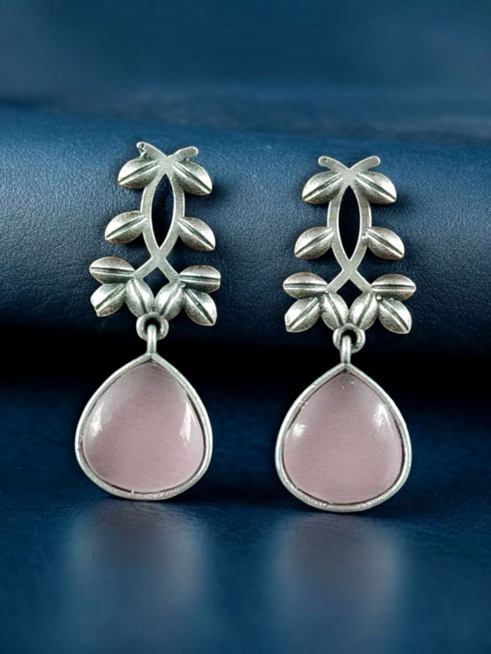 Vintage Look Silver Replica Earrings | Leaf Design Dangler Perfect Jewelry for Women - Image 6