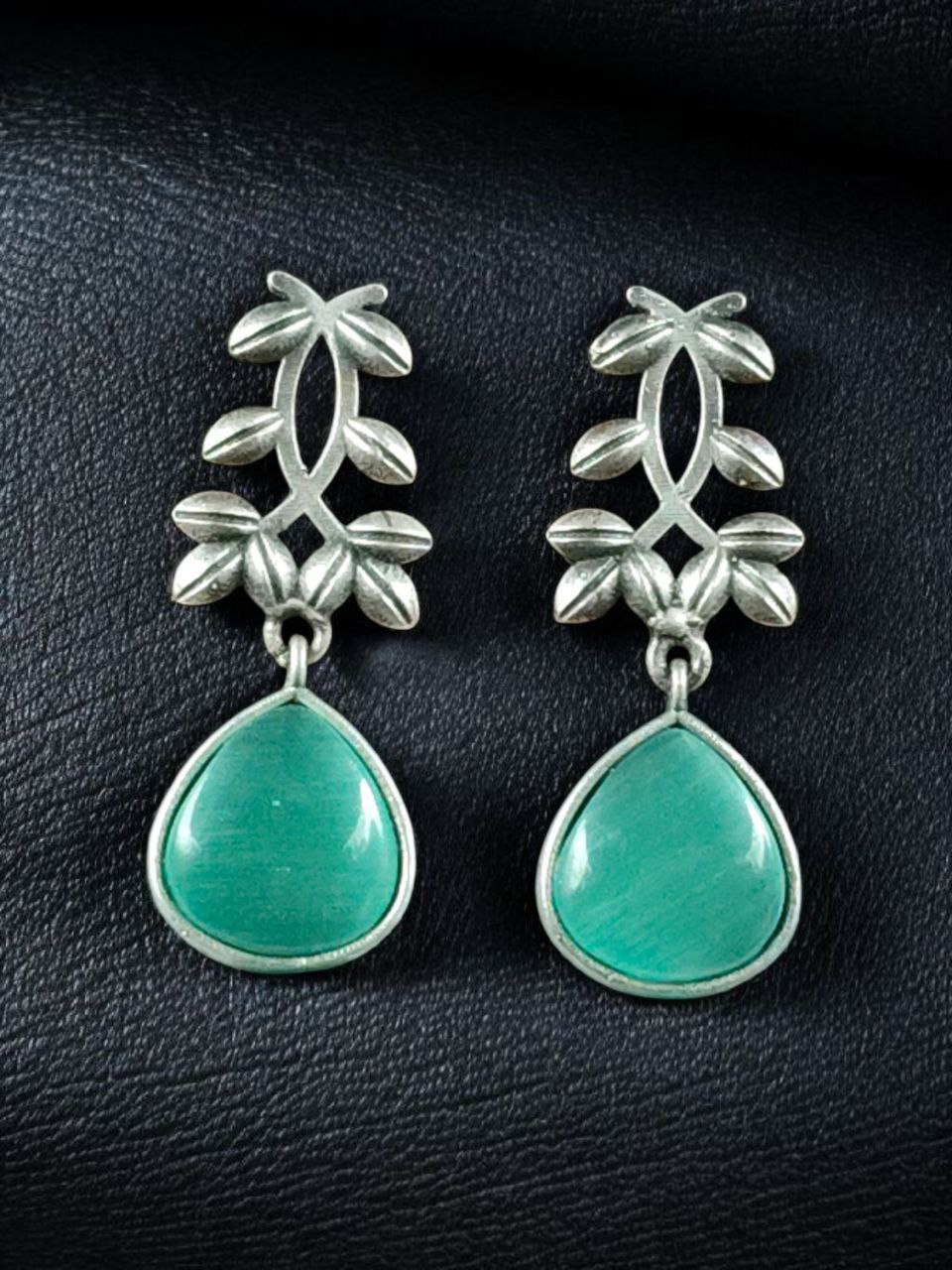 Vintage Look Silver Replica Earrings | Leaf Design Dangler Perfect Jewelry for Women - Image 11