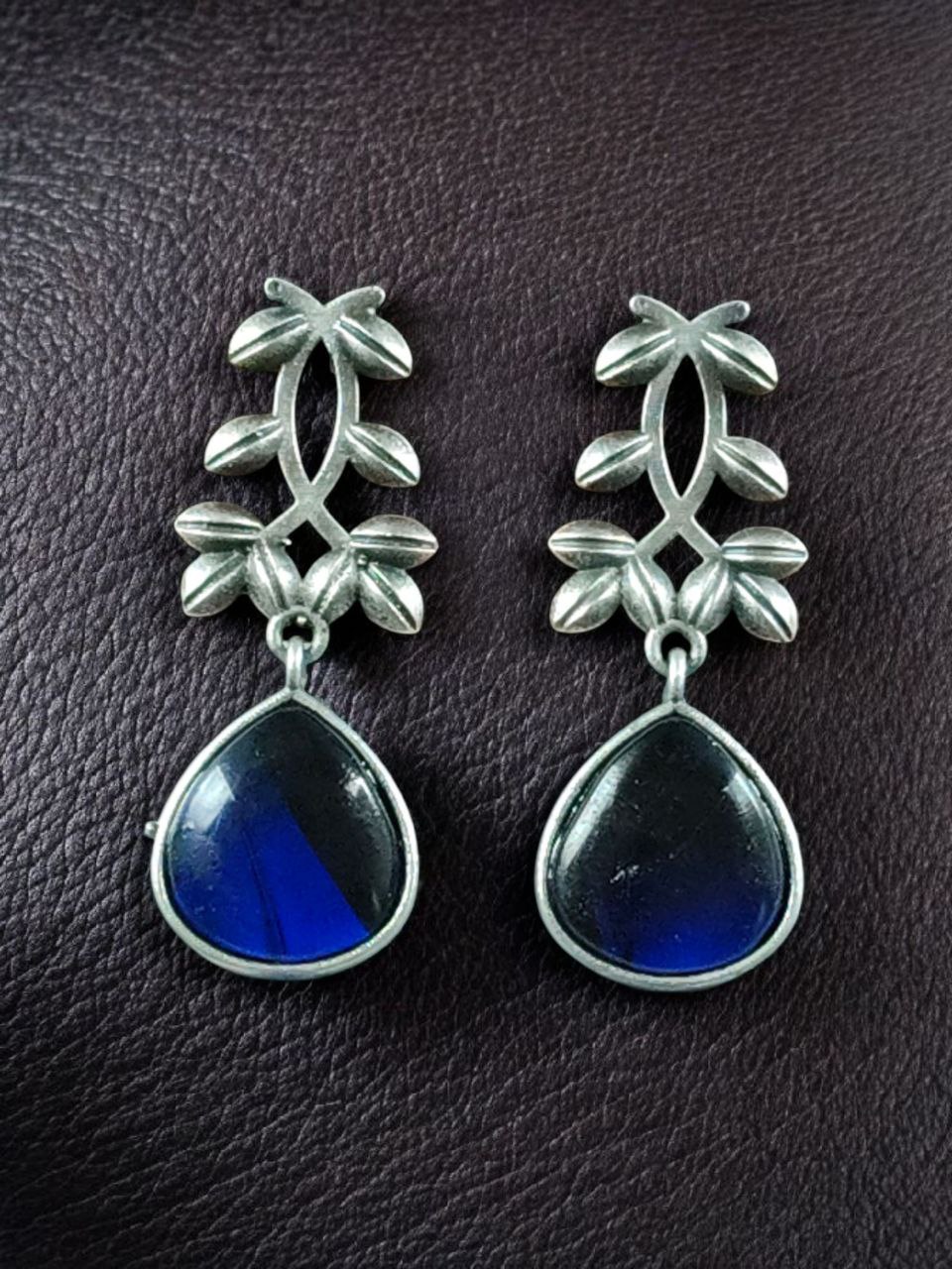 Vintage Look Silver Replica Earrings | Leaf Design Dangler Perfect Jewelry for Women - Image 3
