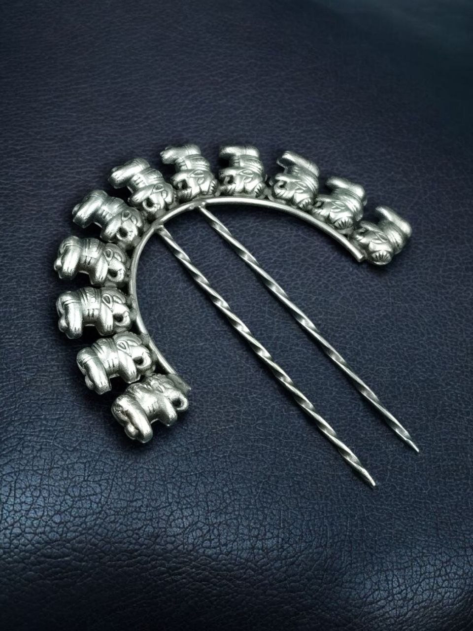 Vintage Look Elephant Juda Pin | Best Oxidized Hair Accessory for Girls - Image 2