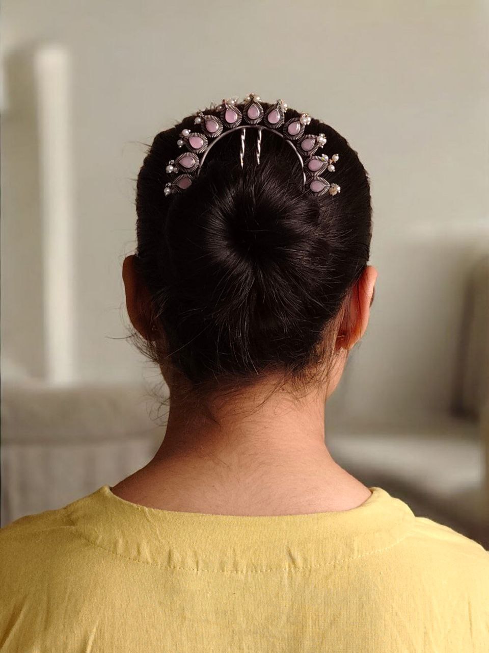 Silver Replica Pearl & Stone Juda Pin | Elegant Oxidized Best Hair Accessory for Women