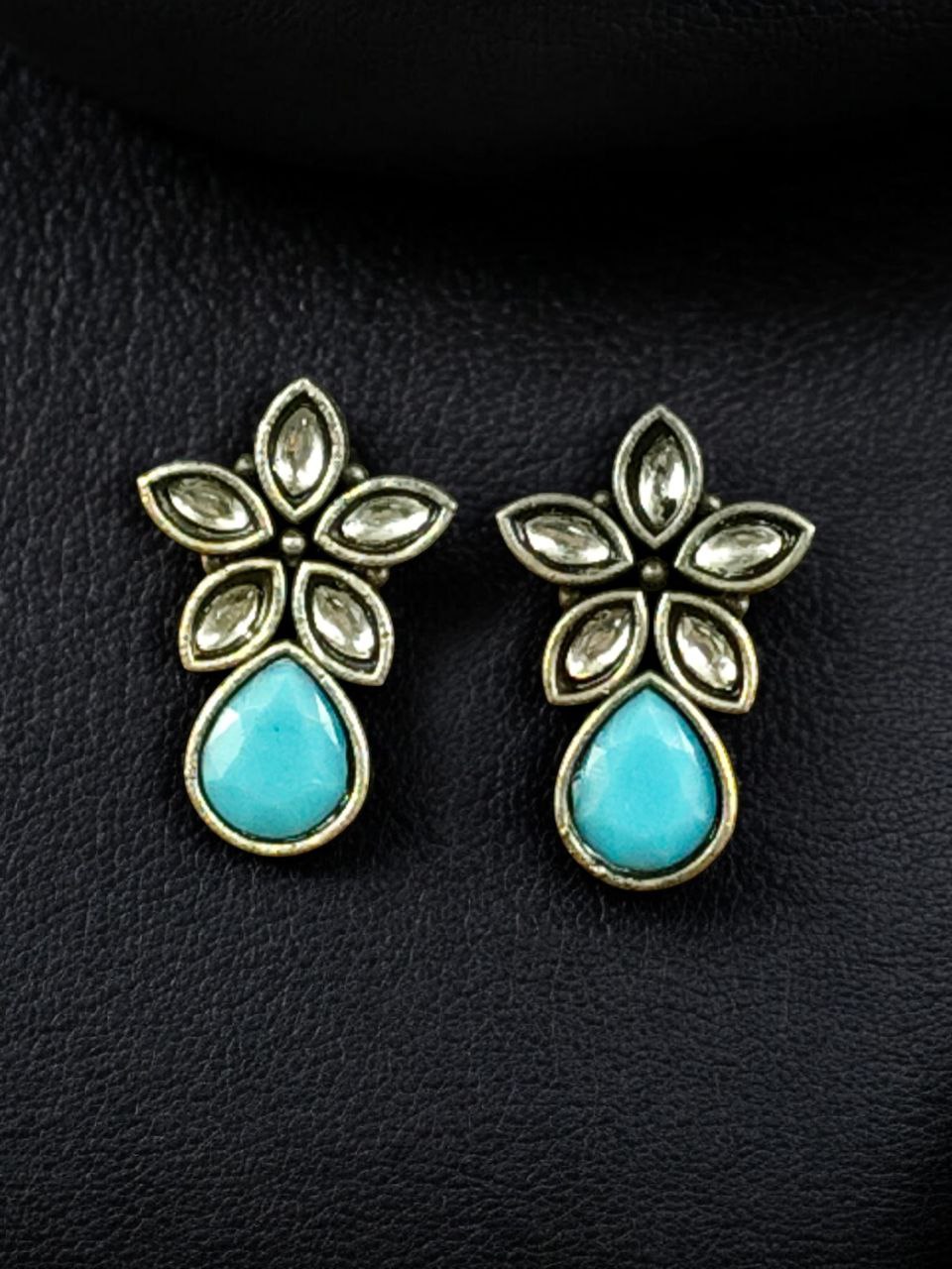 Trendy Stud Earrings | Silver Replica Stone Earring | Best Daily Wear Accessories - Image 9