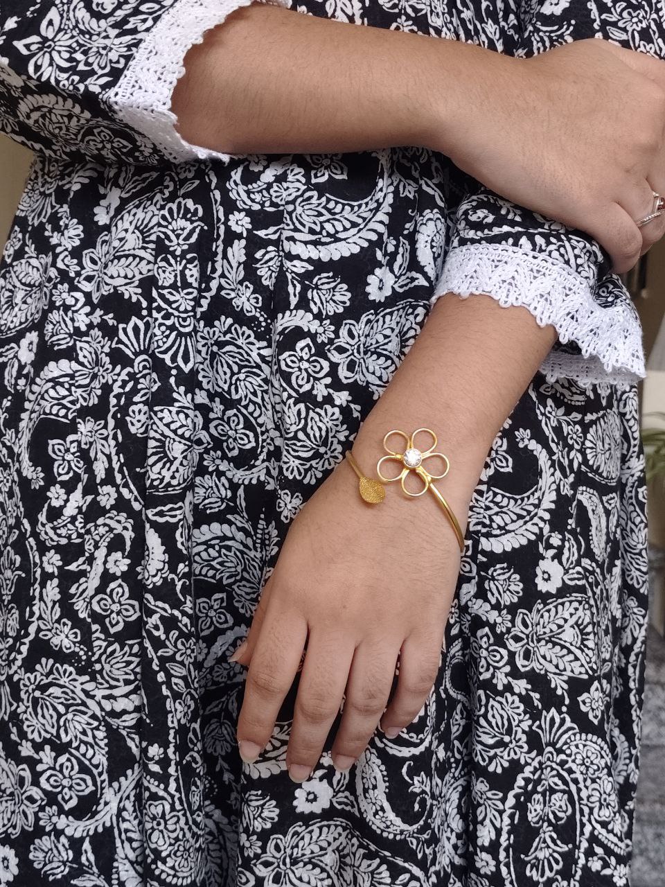 Premium Gold Plated Flower Design Bracelet | Unique Party Wear Jewelry for Girls - Image 5