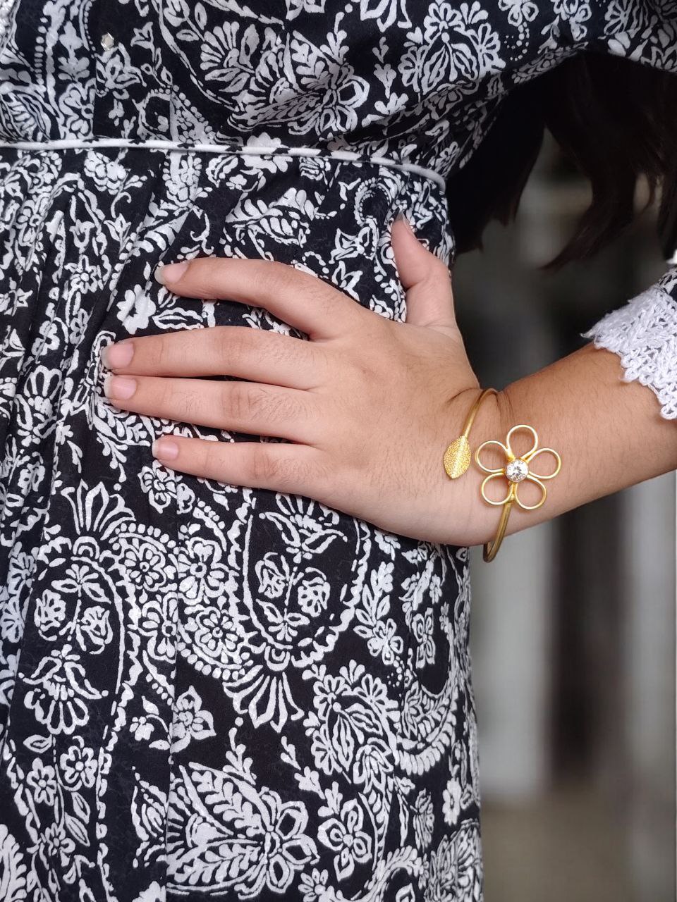 Premium Gold Plated Flower Design Bracelet | Unique Party Wear Jewelry for Girls - Image 4