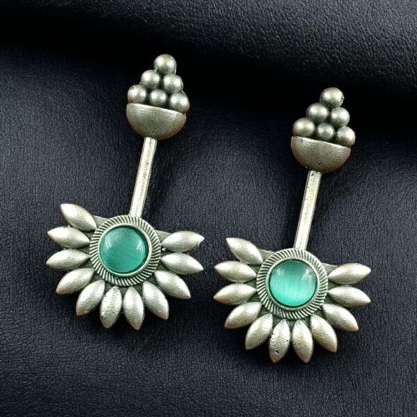 Handcrafted Unique Design Stud Earrings | Monalisa Stone Silver Replica Jewelry - "Mint"