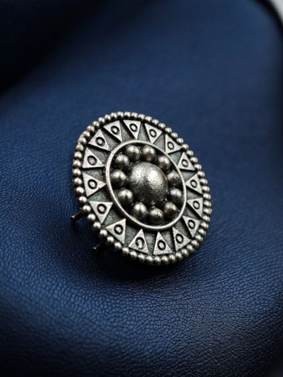 Traditional Silver Replica Oxidized Hair Pin | Round Design Best Ethnic Jewelry - Image 3