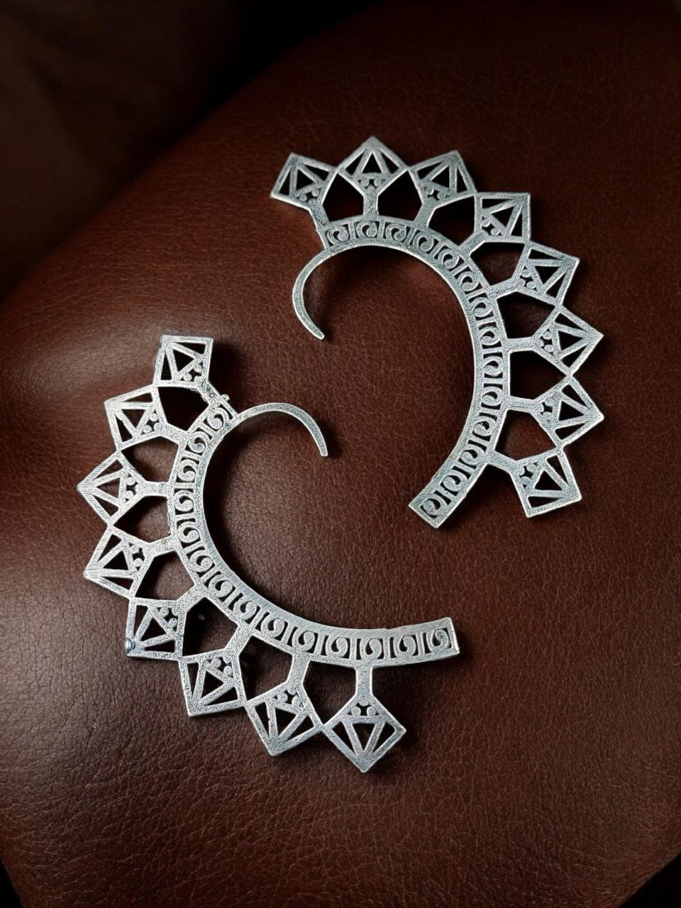 Oxidized Unique Design Earcuff | Silver Replica Non-Piercing Earring - Image 3