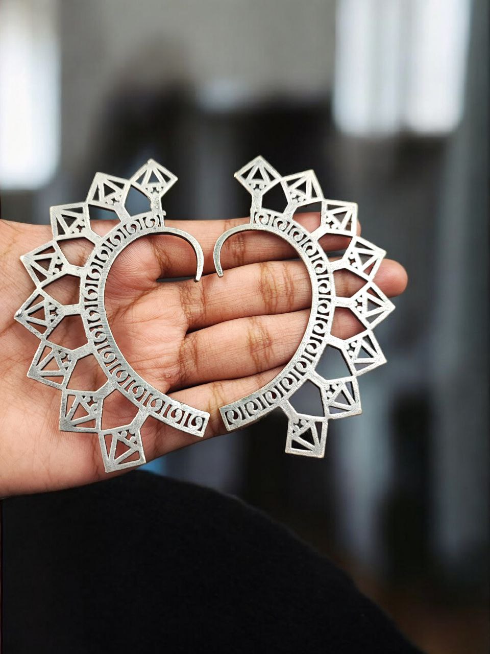 Oxidized Unique Design Earcuff | Silver Replica Non-Piercing Earring - Image 2