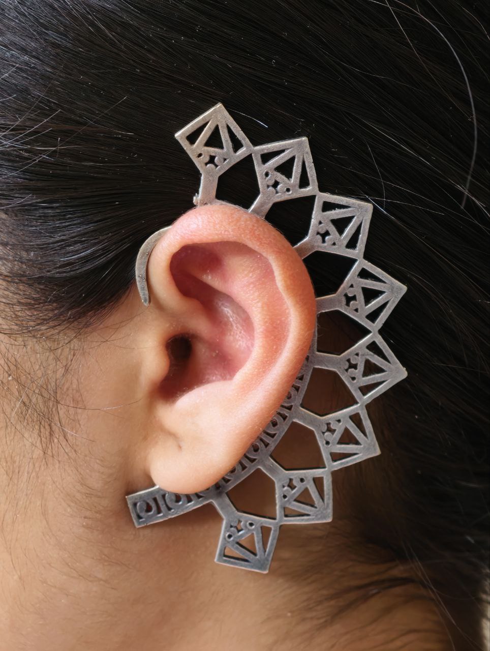 Oxidized Unique Design Earcuff | Silver Replica Non-Piercing Earring