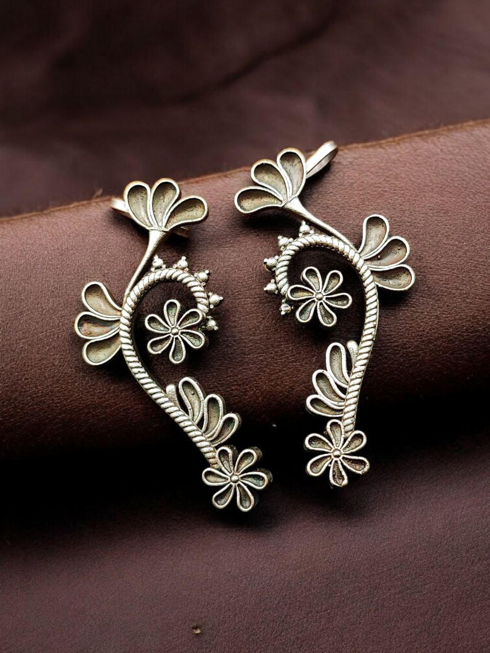 Premium Flower Design Earcuff | Silver Replica Daily Wear Perfect Jewelry For Girls - Image 3