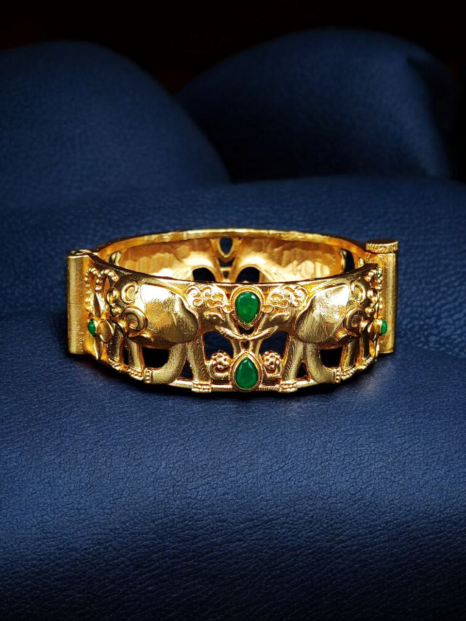 Handcrafted Elephant Bangle | Stone Work Gold Plated Amazing Jewelry - Image 5