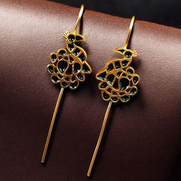 Handcrafted Peacock Meenakari Earcuff | Gold Plated Daily Wear Amazing Jewelry - "Black"