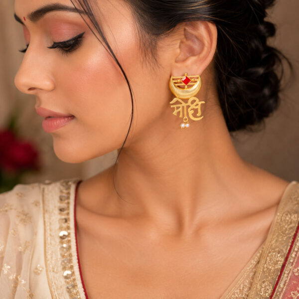 Gold Plated Moksh Earrings Premium Brass Traditional Designer Jewelry for Women