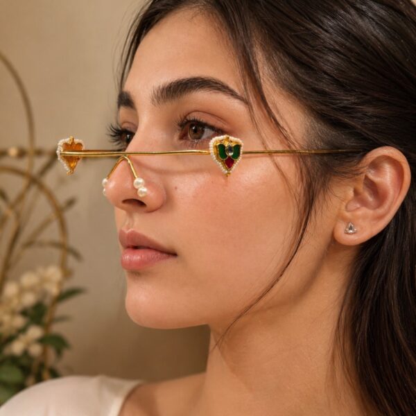 Traditional Meena Kari Facelets handcrafted ethnic brass jewelry for women