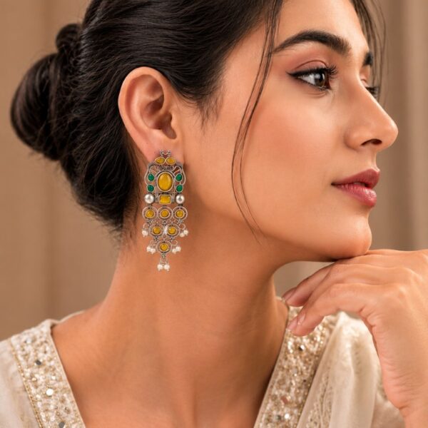 Stylish Peacock Earrings traditional designer brass ethnic jewelry for women