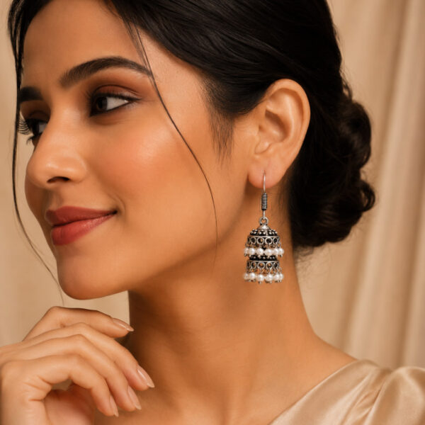 Traditional Silver Jhumki Lightweight Everyday Earrings