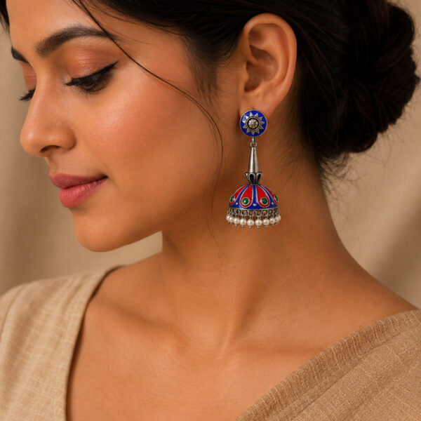 Traditional Meena Jhumka with Colorful Meena Work