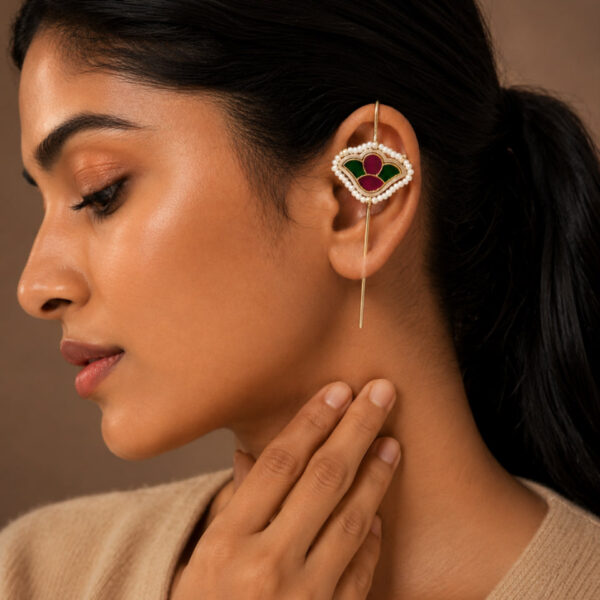 Traditional Meena Earcuff with Artistic Meena Work