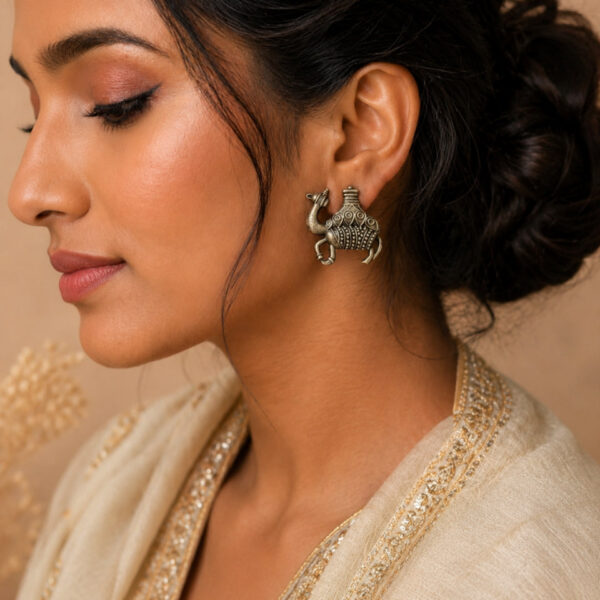 Silver Camel Stud Stylish Everyday Earrings