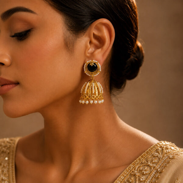 Gold Jhumka Earring Traditional Bridal Ethnic Brass Jewelry for Women