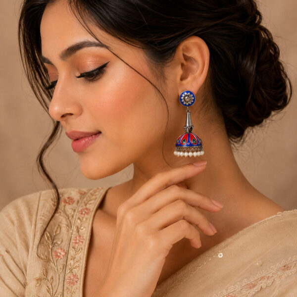 Elegant Meena Jhumka traditional ethnic designer earrings for women