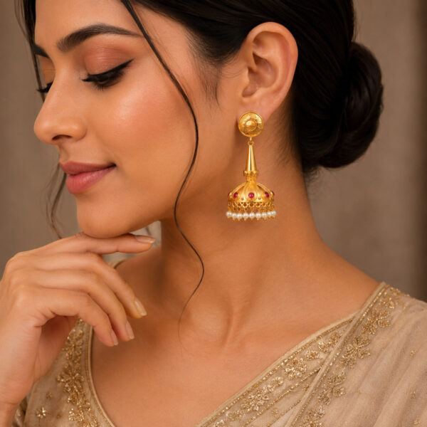 Gold Plated Jhumka Earring traditional designer ethnic earrings for women