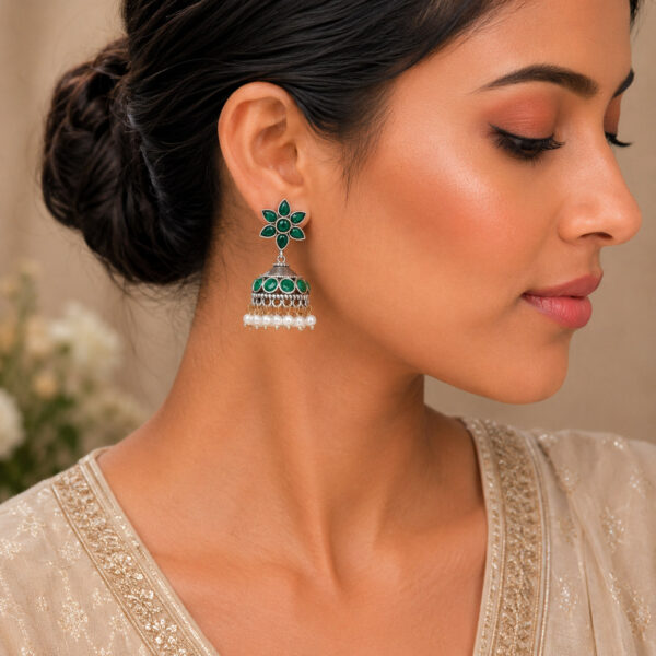 Silver Jhumki Earring elegant traditional designer earrings for women