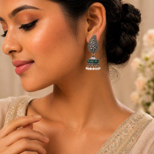 Ethnic Leaf Jhumka Premium Brass Traditional Designer Earrings for Women
