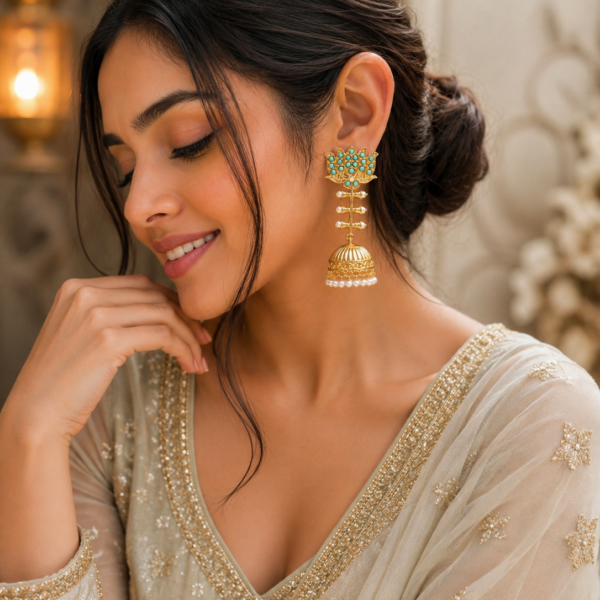 Lotus Jhumka Earring with elegant floral design, traditional Indian ethnic jewellery