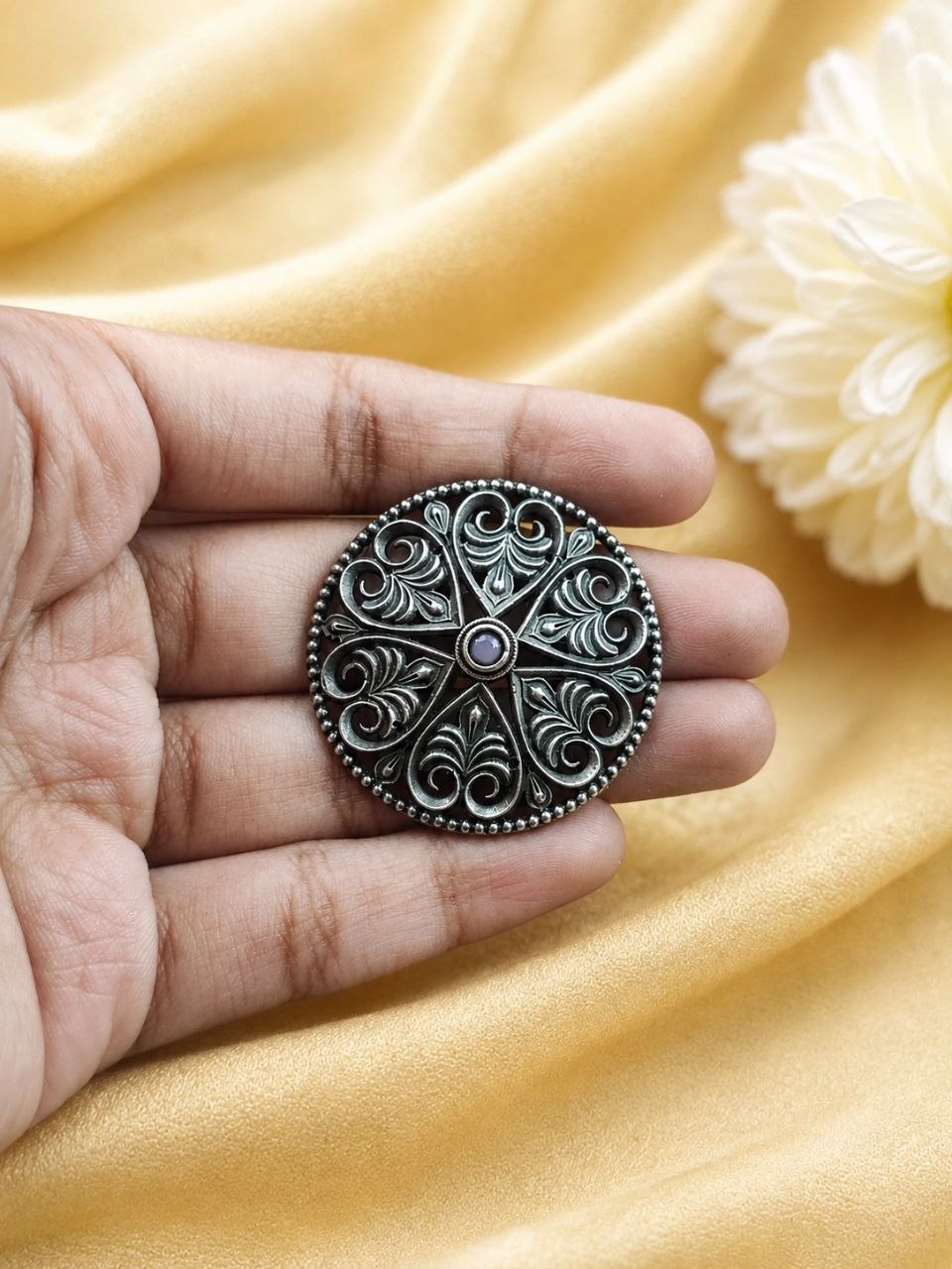 Elegant Floral Hair Accessories Oxidized Silver Hair Jewelry for Traditional Wear - Image 6