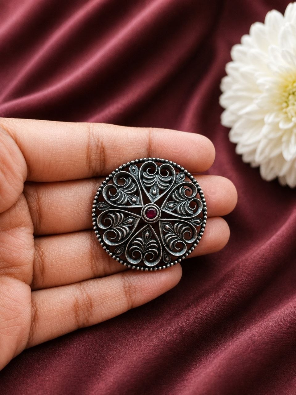 Elegant Floral Hair Accessories Oxidized Silver Hair Jewelry for Traditional Wear - Image 8